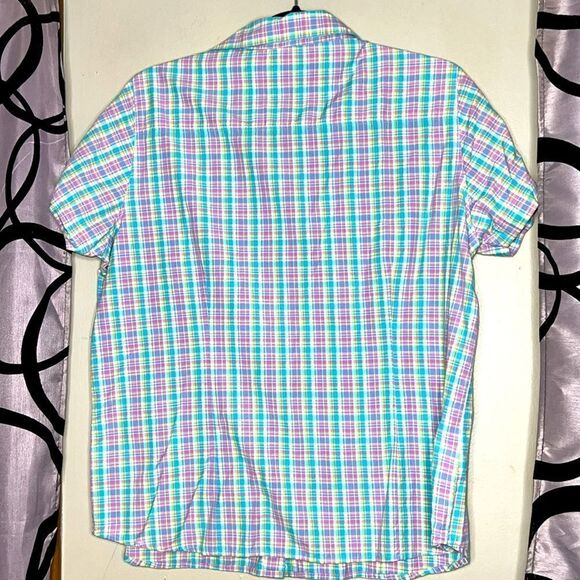 Wrangler Blues Western Plaid Button Up Shirt, Size Large - Picture 5 of 6